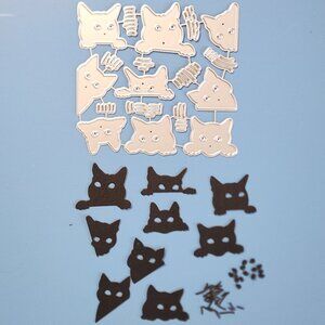 #313 Peek-A-Boo Cats with Whiskers Dies Cardmaking Scrapbooking